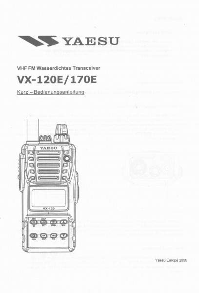 Yaesu VX-120E/VX-170E Bedienungsanleitung in Deutsch