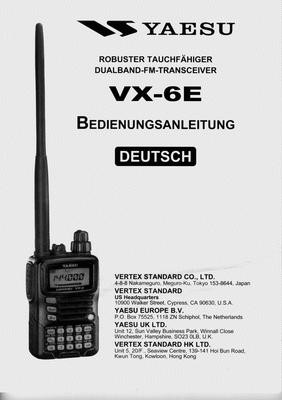 Yaesu VX-6E Handbuch in Deutsch