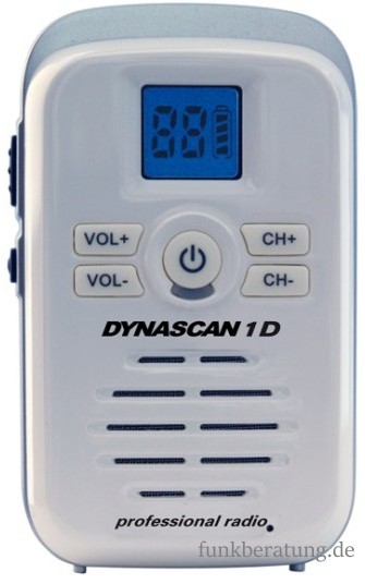 Dynascan 1D super kompakte PMR446 Handfunkgeräte mit Gürtelclip - weiss