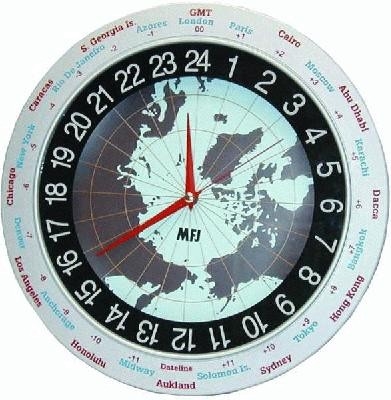 MFJ-115 24-Stunden Quarz Uhr mit Weltkarte