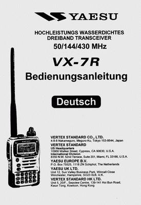 Yaesu VX-7R Bedienungsanleitung in Deutsch